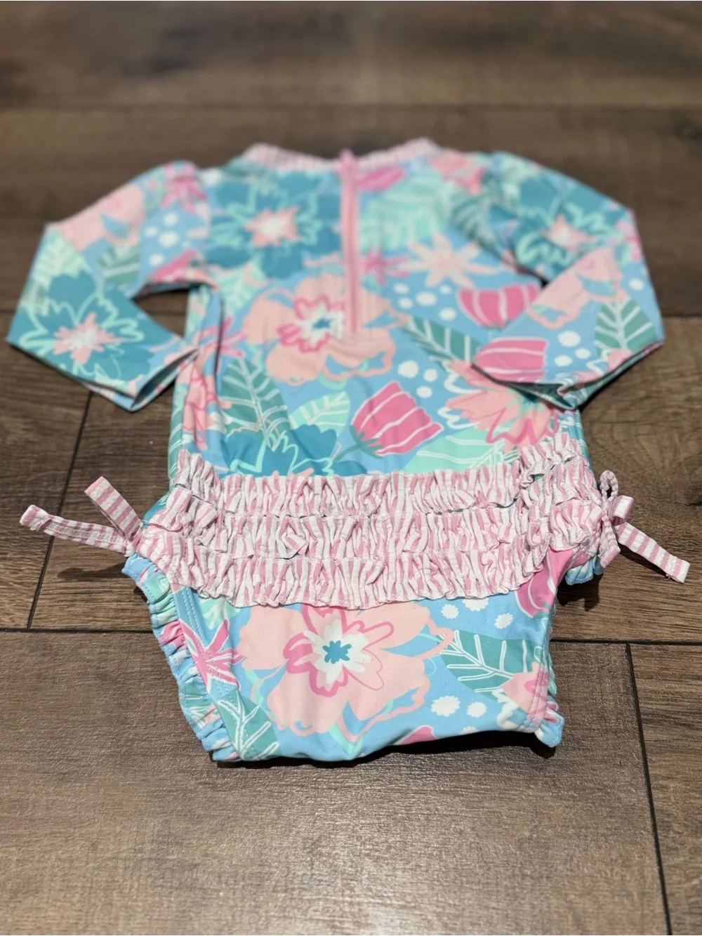 Baby Girl Ruffle Butts Floral One Piece Rash Guard Swim Suit: 12-18 Months *NWT*